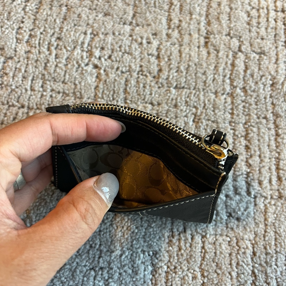 Coach Leather Zip Card Case with Key Ring - Picture 9 of 12